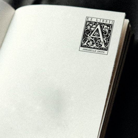 Monogramm der Vintagen Blume Briefbuch Ex Libris Gummistempel
