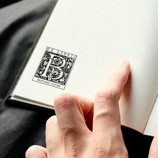 Monogramm der Vintagen Blume Briefbuch Ex Libris Gummistempel