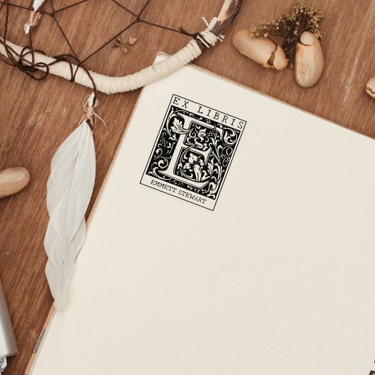 Monogramm der Vintagen Blume Briefbuch Ex Libris Gummistempel