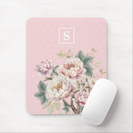 Monogramm der Vintagen Blütencreme Mousepad