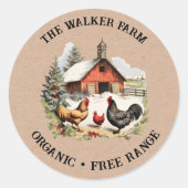 Monogramm der Vintagen Hühnerfarm Runder Aufkleber (Vorderseite)