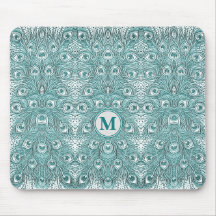 Monogramm der Vintagen Jugendstil-Aquamarinen Pfau
