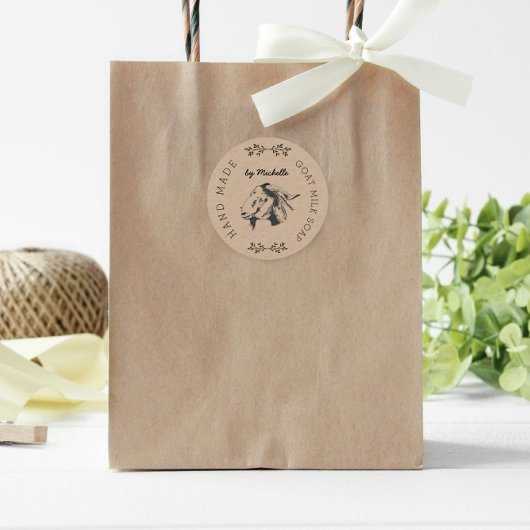 Monogramm der Vintagen Kraft-Ziegenmilch Runder Aufkleber