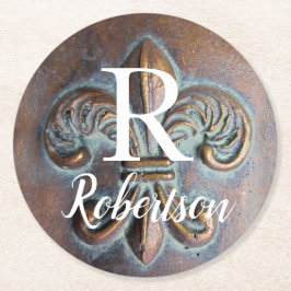 Monogramm der Vintagen Lilie Runder Pappuntersetzer