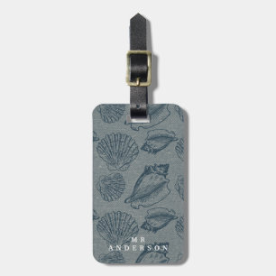 Monogramm der Vintagen Muschel Gepäckanhänger