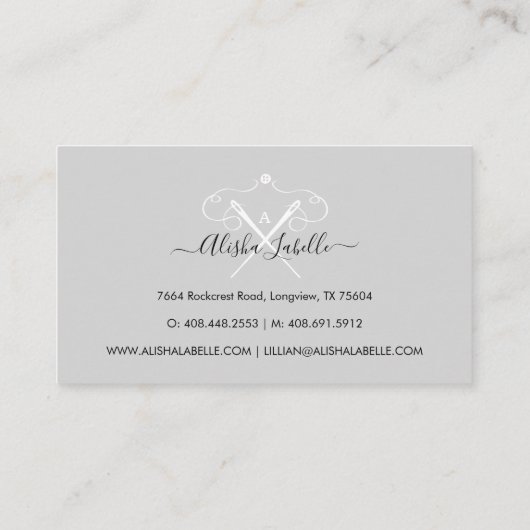 Monogramm der Vintagen Nähneedles Visitenkarte (Rückseite)