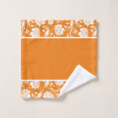 Monogramm der Vintagen Orangen-Damasken Badhandtuch Set (Waschlappen)