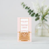 Monogramm der Vintagen Rosa- und Goldunterholz-Sch Visitenkarte (Stehend Vorderseite)