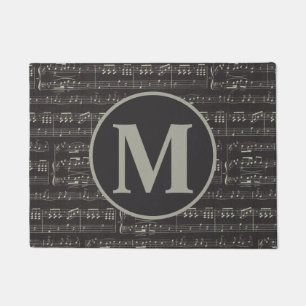 Monogramm der Vintagen Schwarzen Musiknote Fußmatte