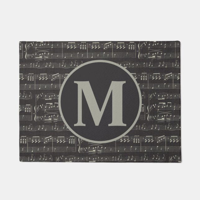 Monogramm der Vintagen Schwarzen Musiknote Fußmatte (Vorderseite)