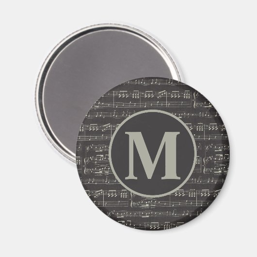Monogramm der Vintagen Schwarzen Musiknote Magnet (Vorderseite/Rückseite)