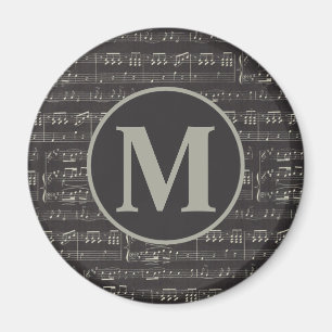 Monogramm der Vintagen Schwarzen Musiknote Magnet