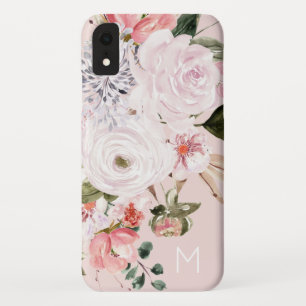 Monogramm der Vintagen Wasserfarbe Rosa Rose Case-Mate iPhone Hülle