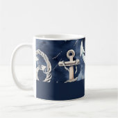 Monogramm der Wasserfarbe der Seezunge Kaffeetasse (Links)