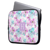 Monogramm der Wasserfarben-Blume Laptopschutzhülle (Vorderseite Links)