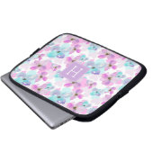 Monogramm der Wasserfarben-Blume Laptopschutzhülle (Vorne Knopf)