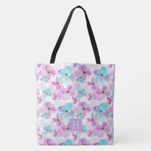 Monogramm der Wasserfarben-Blume Tasche