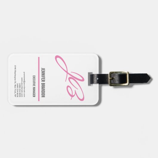 Monogramm der weiblichen Handschrift Minimalistisc Gepäckanhänger (Vorderseite horizontal)