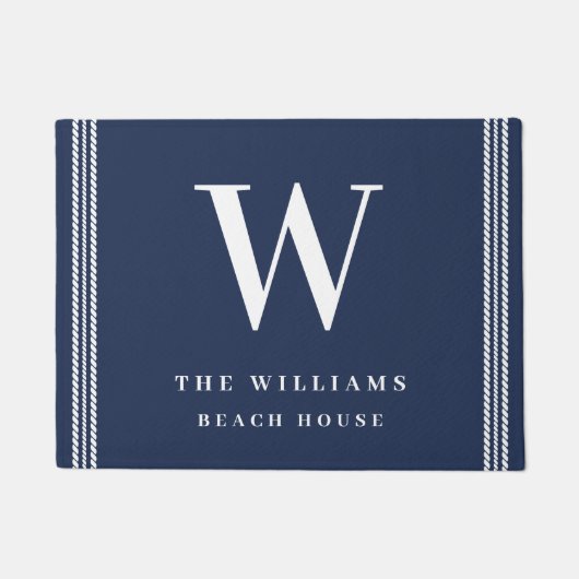 Monogramm der weißen Seiltafel der Nautik Fußmatte (Vorderseite)