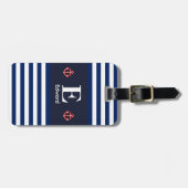 Monogramm der weißen Streifen der Nautik Gepäckanhänger (Vorderseite horizontal)