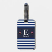 Monogramm der weißen Streifen der Nautik Gepäckanhänger (Rückseite vertikal)