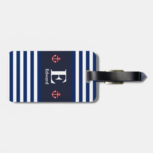 Monogramm der weißen Streifen der Nautik Gepäckanhänger (Rückseite horizontal)