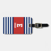 Monogramm der weißen Streifen der Nautik Gepäckanhänger (Vorderseite horizontal)