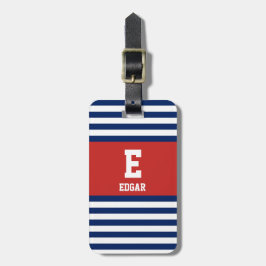 Monogramm der weißen Streifen der Nautik Gepäckanhänger