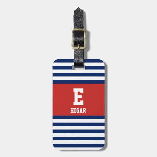 Monogramm der weißen Streifen der Nautik Gepäckanhänger (Vorderseite vertikal)