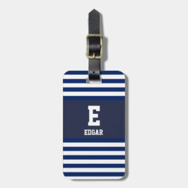 Monogramm der weißen Streifen der Nautik Gepäckanhänger