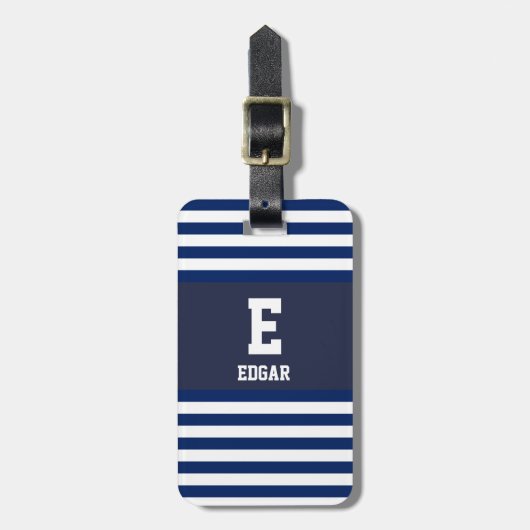 Monogramm der weißen Streifen der Nautik Gepäckanhänger (Vorderseite vertikal)