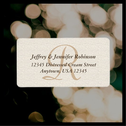 Monogramm der weißen textilen Rücksendeadresse Adressaufkleber