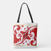 Monogramm der weißen und roten Geblüht Goldgrenzen Tasche (Rückseite)