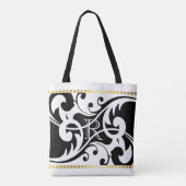 Monogramm der weißen und schwarzen Geblüht Gold-Bo Tasche (Rückseite)