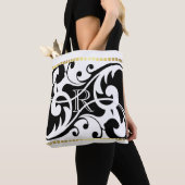 Monogramm der weißen und schwarzen Geblüht Gold-Bo Tasche (Von Nahem)