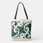 Monogramm der weißen und Smaragd Geblüht Goldgrenz Tasche (Rückseite)