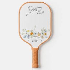 Monogramm der Wildblume Handgezeichnete Bow-Floral Pickleball Schläger