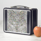 Monogramm des Abalone Pearl Metallic Cat Schriftar Metall Brotdose (Beispiel)