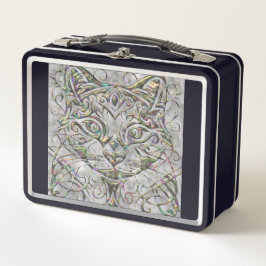 Monogramm des Abalone Pearl Metallic Cat Schriftar Metall Brotdose