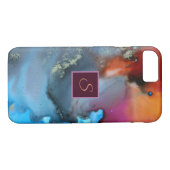 Monogramm des abstrakten Blauen Orangen Case-Mate iPhone Hülle (Rückseite (Horizontal))