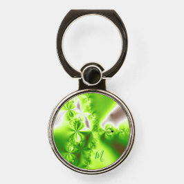 Monogramm des abstrakten grünen Fraktals Handy Ring