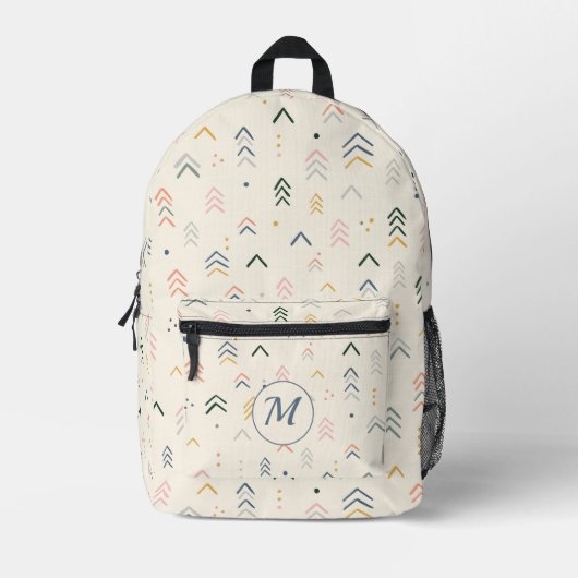 Monogramm des abstrakten Retro-Pfeil Bedruckter Rucksack (Vorderseite)