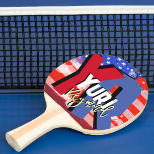 Monogramm des American Table Tennis Player Tischtennis Schläger