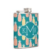 Monogramm des Ananas-Gekritzel-Muster-| Flachmann (Rechts)