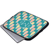 Monogramm des Ananas-Gekritzel-Muster-| Laptopschutzhülle (Vorne Knopf)