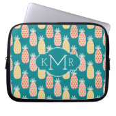 Monogramm des Ananas-Gekritzel-Muster-| Laptopschutzhülle (Vorderseite)