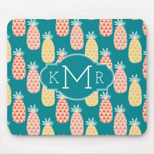 Monogramm des Ananas-Gekritzel-Muster-| Mousepad (Vorne)