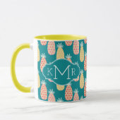Monogramm des Ananas-Gekritzel-Muster-| Tasse (Links)