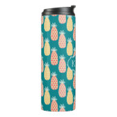 Monogramm des Ananas-Gekritzel-Muster-| Thermosbecher (Nach links gedreht)