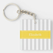 Monogramm des Ananas, grau, weiß Streifen Schlüsselanhänger (Vorderseite)